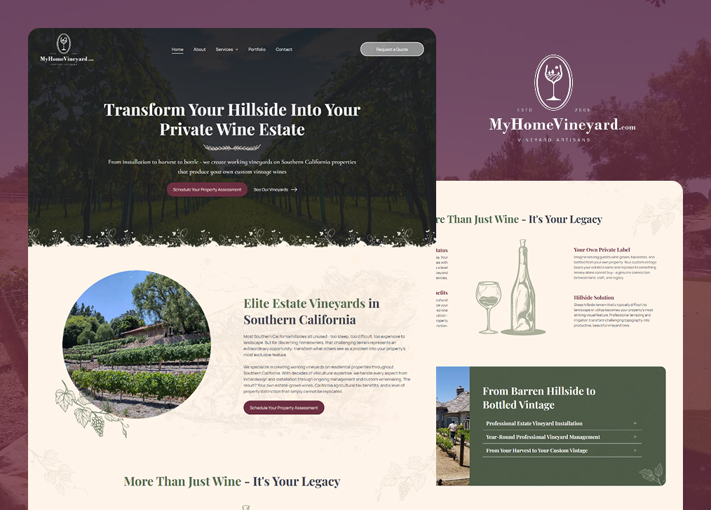 MyHomeVineyard website